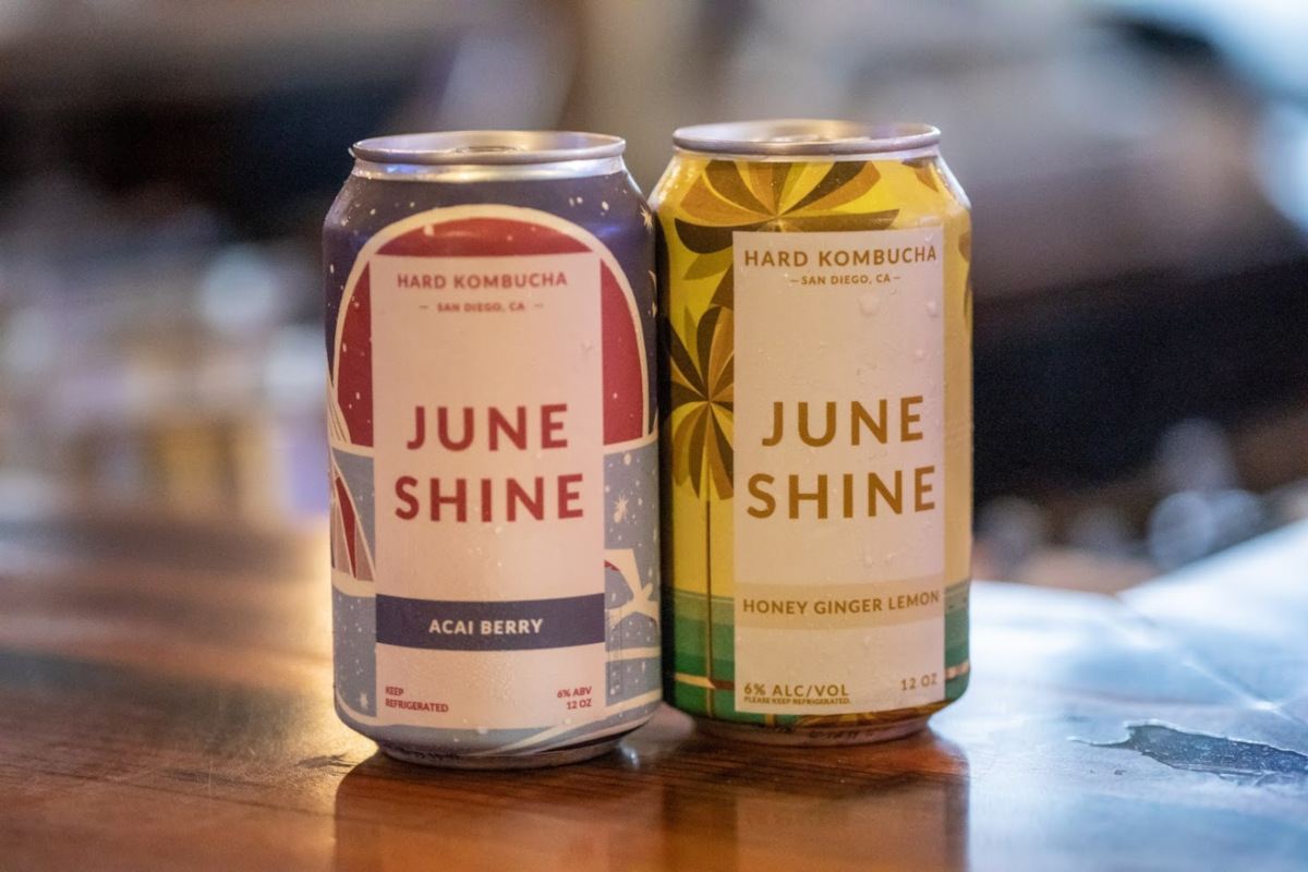 Two June Shine beer cans